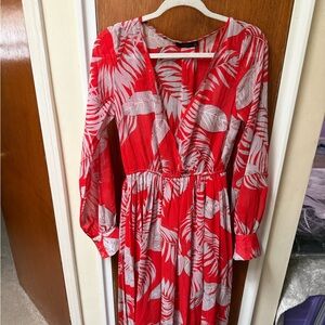 Tropical Red and White Maxi Dress